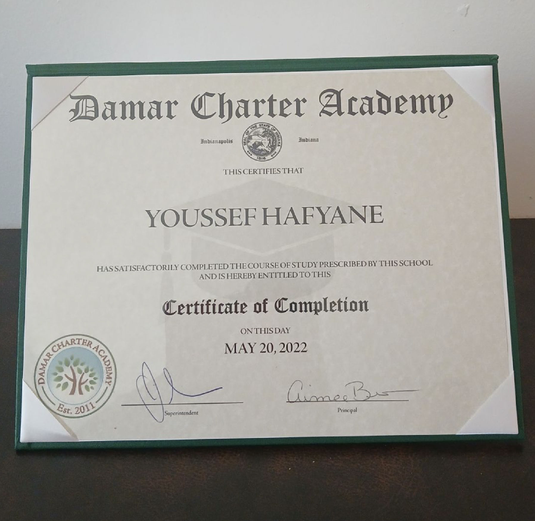 Youssef's Certificate of Completion